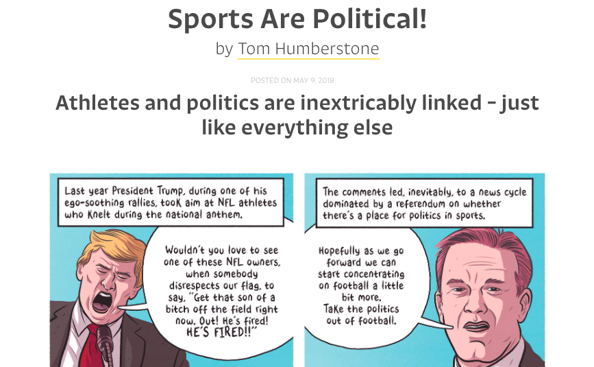 Screen shot of The Nib cartoon "Sports Are Political!"